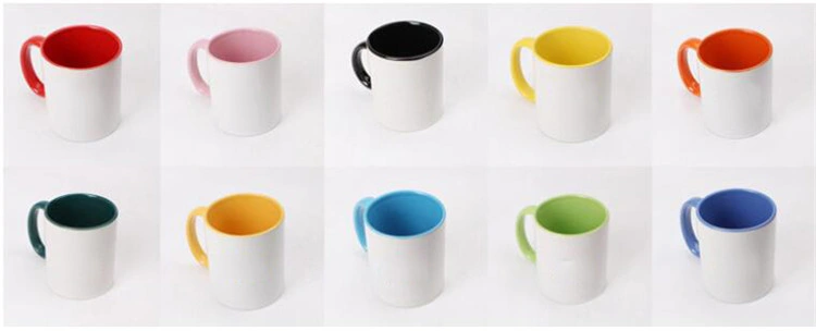 High Quality Grade AA Custom Inner and Rim Color Sublimation Coffee Mugs in Double Color
